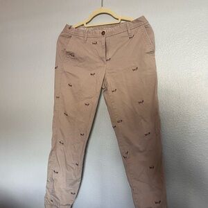 Talbots Tan Ankle Pants with Embroidered Dogs